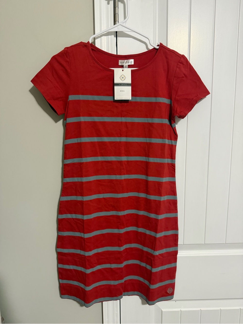 NWT Stewart Simmons Women’s Red Short-Sleeve Striped Dress